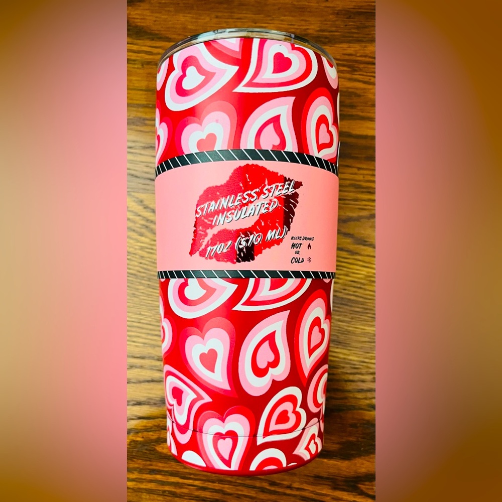 Valentine’s Day Red & Pink Hearts 17oz Tumbler Stainless Travel Tumbler Cup -NEW